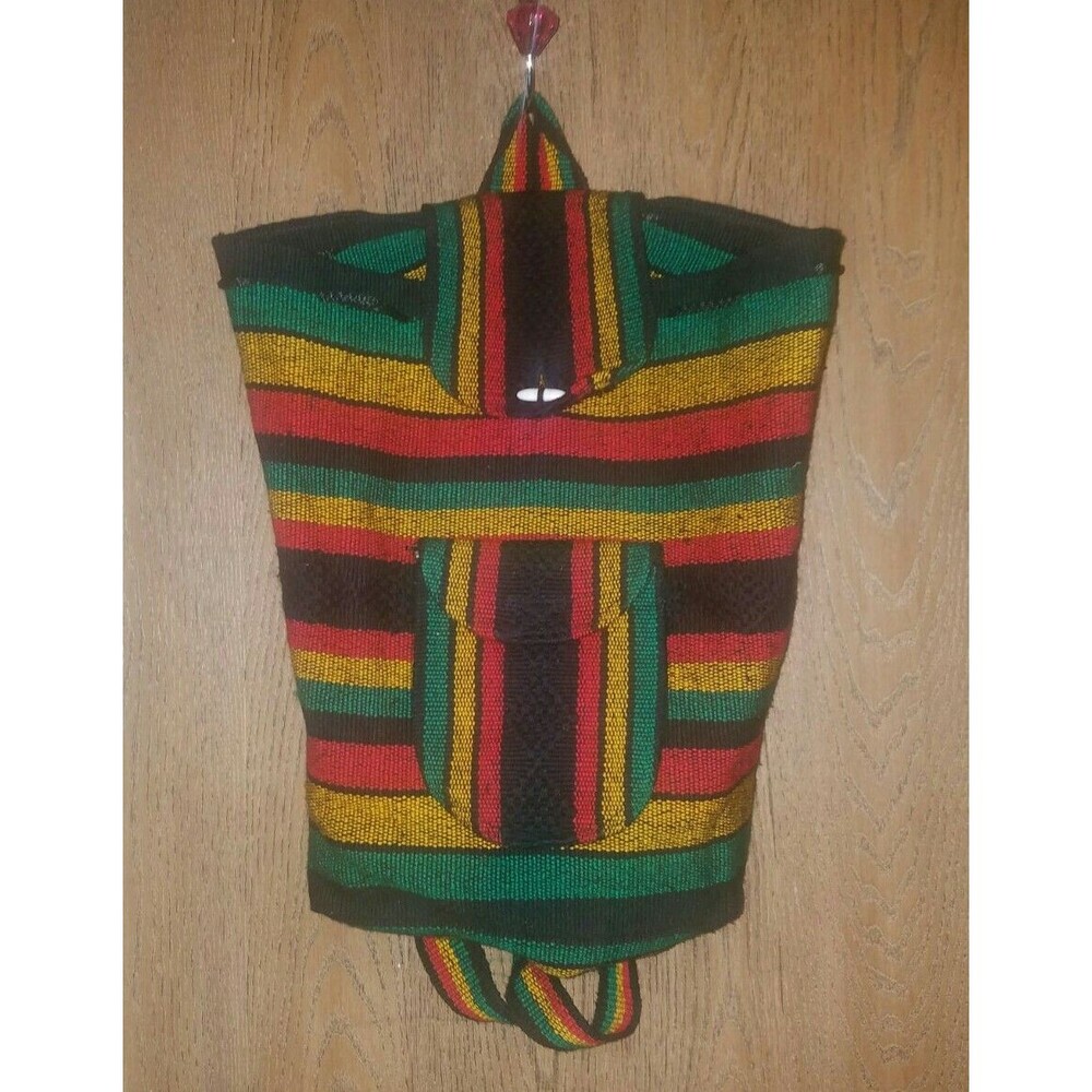 Jamaican Rasta Style Woven Striped Backpack
